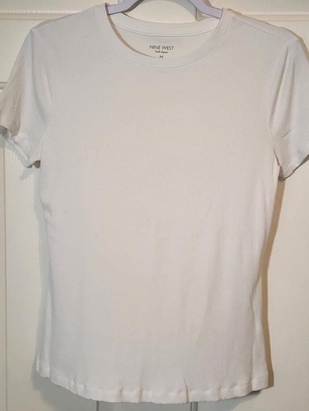 Nine West Women's Fitted Ribbed Crewneck Top
